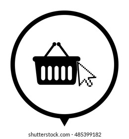 shopping bag - black vector icon;  map pointer