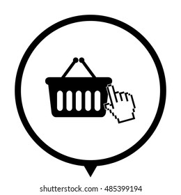 shopping bag - black vector icon ; map pointer