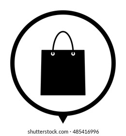 shopping bag - black vector icon ; map pointer