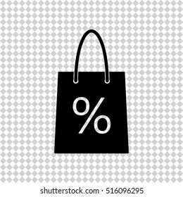 Shopping bag  - black vector icon