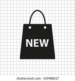 Shopping bag -  black vector icon