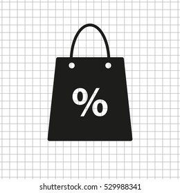 Shopping bag -  black vector icon