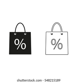 shopping bag  - black vector icon