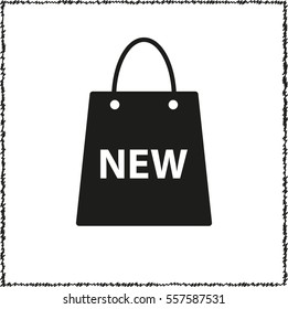 Shopping bag -  black vector icon