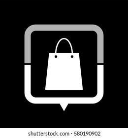 Shopping bag -  black vector icon