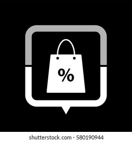 Shopping bag -  black vector icon
