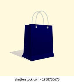 Shopping bag in blue color on cream color background for business and promotion purposes