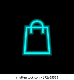 Shopping bag blue glowing neon ui ux icon. Glowing sign logo vector