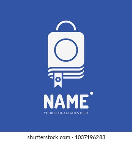 Shopping bag and book. Vector logo design. Business concept icon.