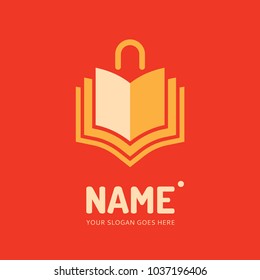 Shopping bag and books. Vector logo design. Business concept icon.