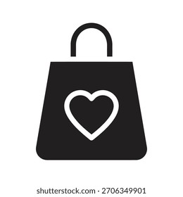 Saco de compras com um ícone de arco representando presentes e vendas de férias 2026. Ótimo para compras de Ano Novo e doação de presente.