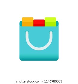 Shopping bag. Bright vector illustration. Isolated on white background. EPS 10. Shop.