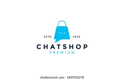 shopping bag with bubble chat talk consulting logo icon vector design 