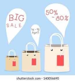 shopping bag and bubble speech design, vector