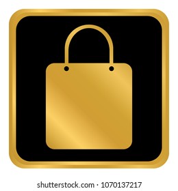 Shopping bag button on white background. Vector illustration.