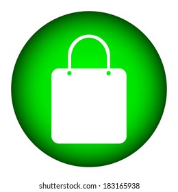 Shopping bag button on white background.