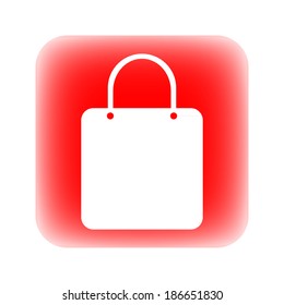 Shopping bag button on white background.