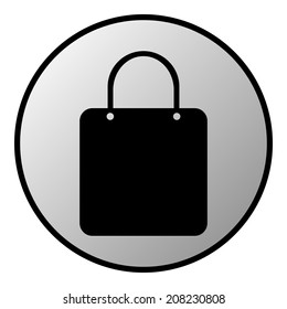 Shopping bag button on white background. Vector illustration.