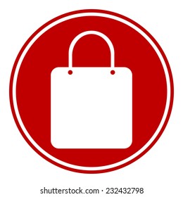 Shopping bag button on white background. Vector illustration.