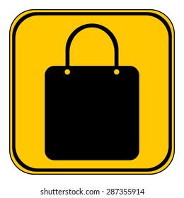 Shopping bag button on white background. Vector illustration.