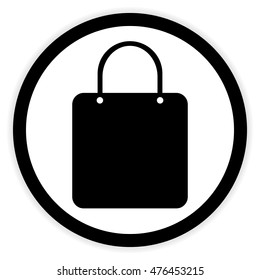 Shopping bag button on white background. Vector illustration.