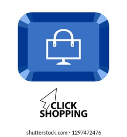 Shopping bag in a button. Vector illustration design