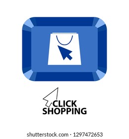 Shopping bag in a button. Vector illustration design