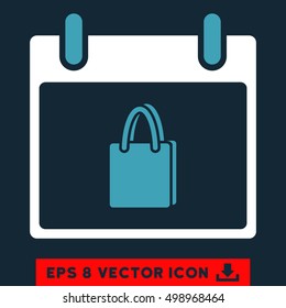 Shopping Bag Calendar Day icon. Vector EPS illustration style is flat iconic bicolor symbol, blue and white colors.