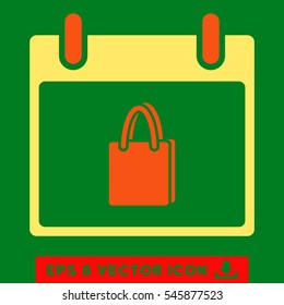 Shopping Bag Calendar Day icon. Vector EPS illustration style is flat iconic bicolor symbol, orange and yellow colors.