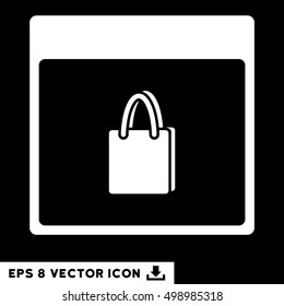 Shopping Bag Calendar Page icon. Vector EPS illustration style is flat iconic symbol, white color.