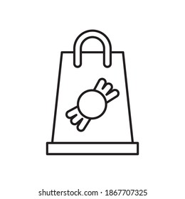 bolsa de compra con diseño de icono de estilo de línea de caramelo