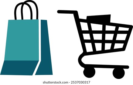 
Shopping Bag and Cart Icon Set for E-Commerce, vector art illustration