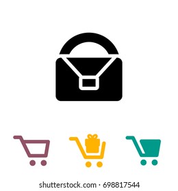 Shopping bag and shopping cart icons isolated on white background