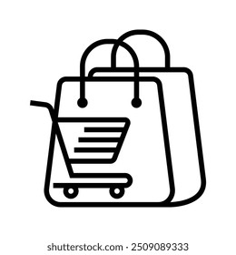 shopping bag with shopping cart, illustration of online shopping and delivery icon vector
