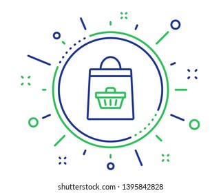 Shopping bag with cart line icon. Supermarket buying sign. Sale symbol. Quality design elements. Technology online buying button. Editable stroke. Vector