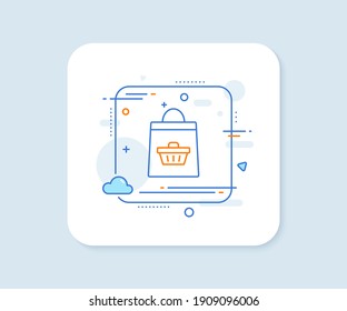 Shopping bag with cart line icon. Abstract square vector button. Supermarket buying sign. Sale symbol. Online buying line icon. Quality concept badge. Vector