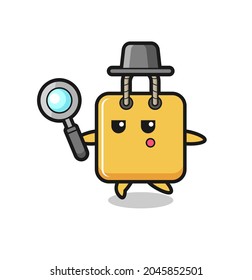 shopping bag cartoon character searching with a magnifying glass , cute style design for t shirt, sticker, logo element
