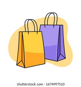 Shopping bag cartoon illustration design for icon website 
