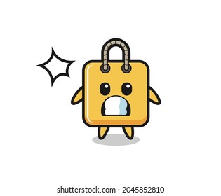 shopping bag character cartoon with shocked gesture , cute style design for t shirt, sticker, logo element