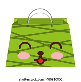 shopping bag character kawaii style vector illustration design