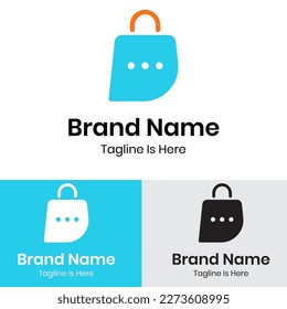 
 Shopping bag with chat concept logo design
