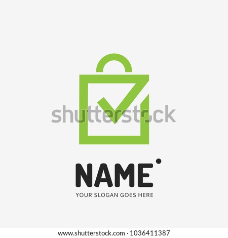 Shopping bag and check box. Vector logo design. Business concept icon.