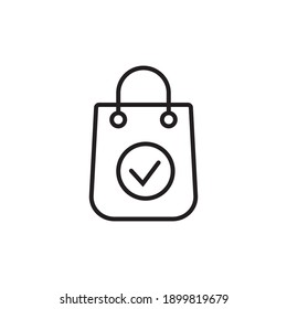 Shopping bag check icon. Vector illustration.