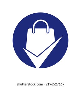 Shopping bag check logo icon. Check Shopping Logo Template, Icon, Symbol - Vector.