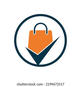 Shopping bag check logo icon. Check Shopping Logo Template, Icon, Symbol - Vector.