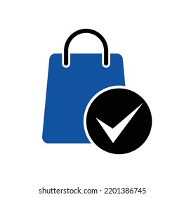 Shopping bag check logo icon. Check Shopping Logo Template, Icon, Symbol - Vector