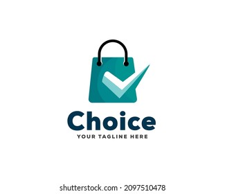 marca de verificación de bolsas de compra opción simple logotipo ilustración de plantilla inspiración