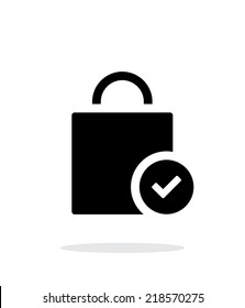 Shopping bag check simple icon on white background. Vector illustration.