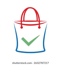 Shopping Bag with Checkmark Vector Icon