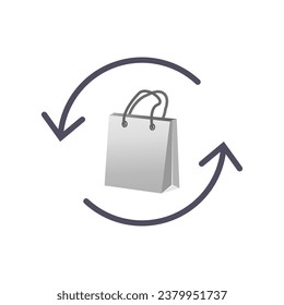 Shopping bag in circular arrow icon. Vector illustration. EPS 10.